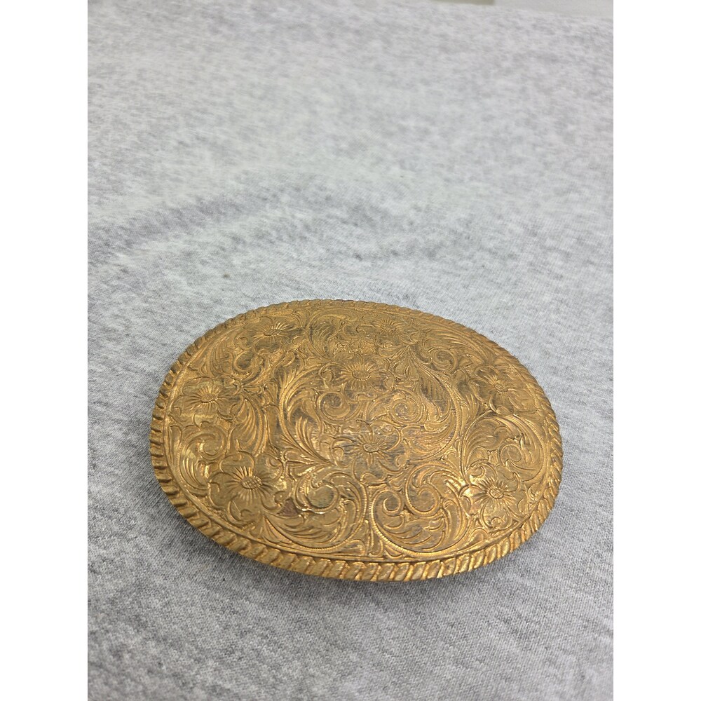 Vintage Crumrine El Arturo Bronze Floral Scroll Western Buckle - Picture 2 of 11